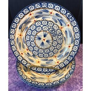 Temptations by Tara Old World Blue Floral  8 Inch Salad Plates Plate Set Of 3